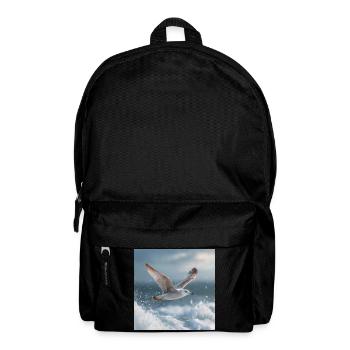 Seagull in flight North Sea Maritime Art - Backpack - black - Front