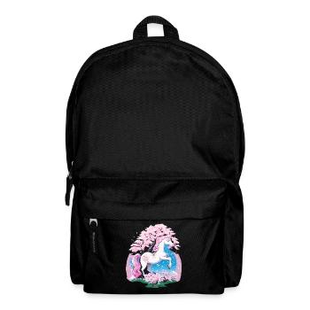 Pastel Unicorn in Cherry Blossom Forest - Backpack - black - Front