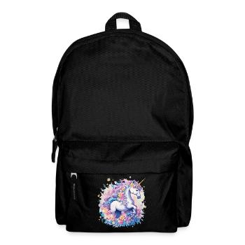 Pastel Unicorn with Flower Crown Ring - Backpack - black - Front