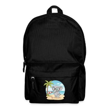 Cute Elephant with Glasses Beach Summer Vacation - Backpack - black - Front