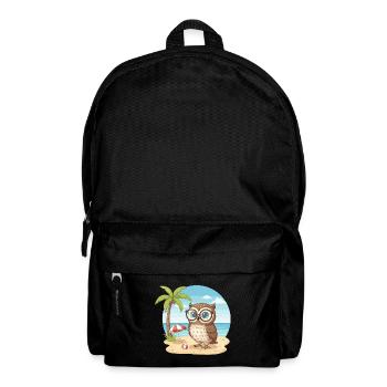 Cute Owl with Glasses Beach Summer Vacation - Backpack - black - Front