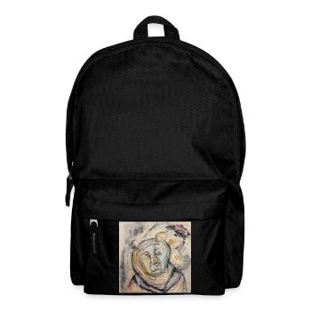 Bear Portrait in Watercolor Sketch Style - Backpack - black - Front