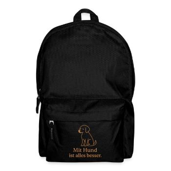 Hundemotiv: Mit Hund ist alles besser - Rucksack - Schwarz - Vorne