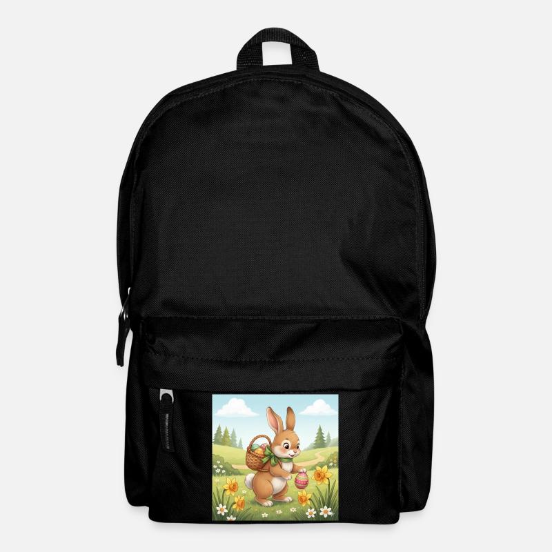 Osterhase mit Korb und Eiern - Rucksack - Schwarz