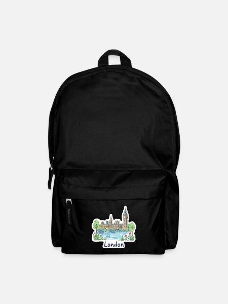 London Skyline Big Ben Parliament Bridge Art - Backpack - black
