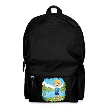 Bouno der kleine Abenteurer am See - Kinder Comic - Rucksack - Schwarz - Vorne