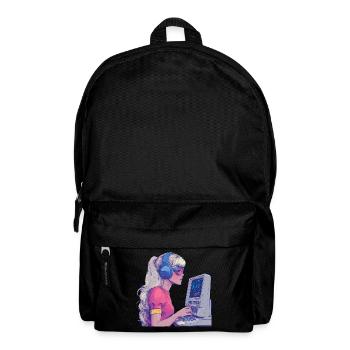 Retro Gamer Girl in Neon Style - Backpack - black - Front