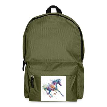 Lebendiges Aquarellpferd - Rucksack - Olivgrün - Vorne
