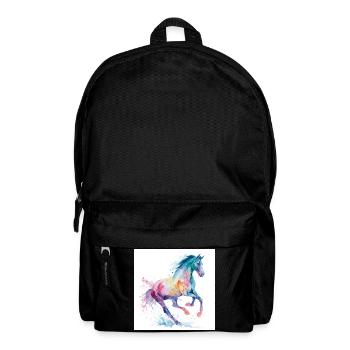 Regenbogen-Aquarellpferd - Rucksack - Schwarz - Vorne