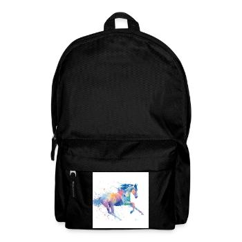 Rainbow Watercolor Gallop Horse - Backpack - black - Front
