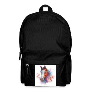 Watercolor Horse with Cherry Blossoms - Backpack - black - Front