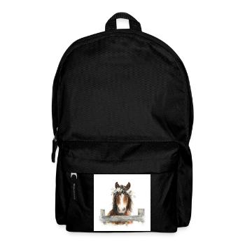 Poney couronné à fleurs - Sac à dos - noir - Devant