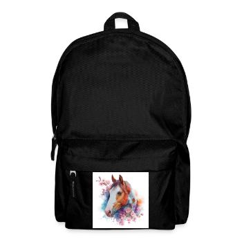 Watercolor Horse with Blossoms - Backpack - black - Front