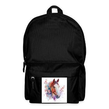 Aquarell Pferd und Blüten - Rucksack - Schwarz - Vorne
