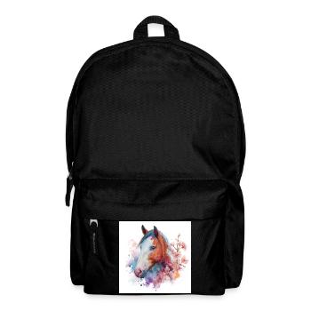 Aquarell Pferdeblüten-Porträt - Rucksack - Schwarz - Vorne