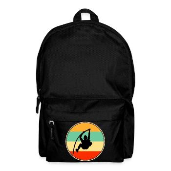 Vintage Pole High Jump Silhouette Retro Sunset Art - Backpack - black - Front