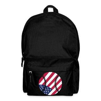 USA Patriotic Softball American Flag Sports Art - Backpack - black - Front