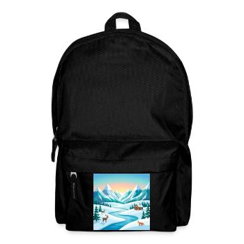Alpenwinter-Szenerie mit Hirsch & Hütte - Rucksack - Schwarz - Vorne