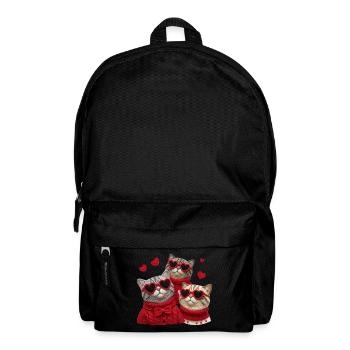 Valentine's cats with heart glasses and sweaters - Backpack - black - Front