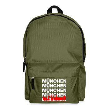 MÜNCHEN SKYLINE, STOLZ AUS BAYERN! MIR SAN MÜNCHEN - Rucksack - Olivgrün - Vorne