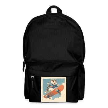 Retro Cat Skateboarder in Flight - Backpack - black - Front
