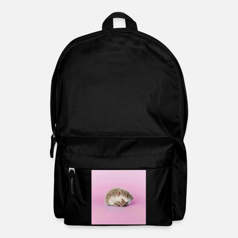 Schlafender Igel auf blassrosa Hintergrund - Rucksack - Schwarz