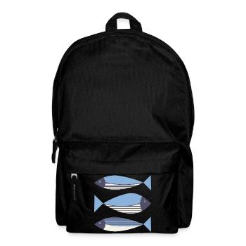 Illustrierte Grafik Fisch Blau - Rucksack - Schwarz - Vorne