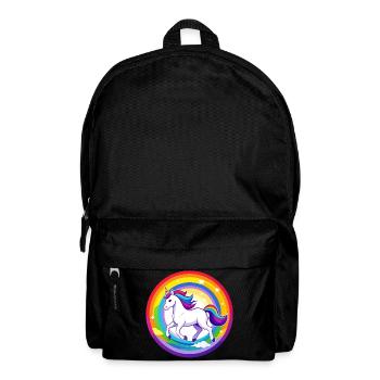 Unicorn Flying Over Rainbow Sky Motif - Backpack - black - Front