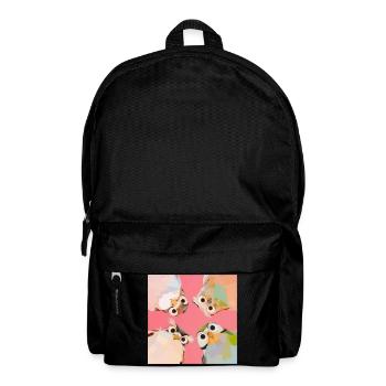 Four owls in a circle | Cute Pastel Animal Motif - Backpack - black - Front