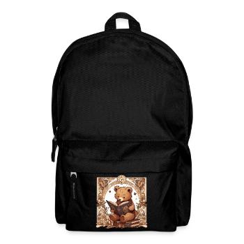 Lesender Bär – Süßes Design für Bücherliebhaber - Rucksack - Schwarz - Vorne