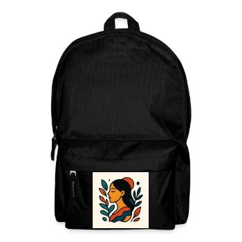 Farbenfrohes Porträt mit Laub - Rucksack - Schwarz - Vorne