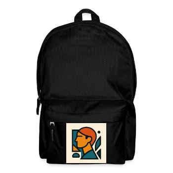Blue Orange Geometric Portrait - Backpack - black - Front