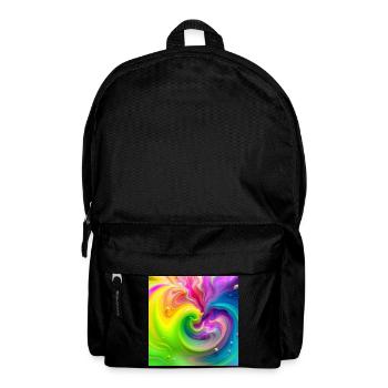 Farbwirbel Neon Regenbogen - Rucksack - Schwarz - Vorne