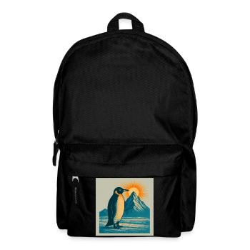 Pinguin im Sonnenaufgang am Bergmeer - Rucksack - Schwarz - Vorne
