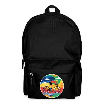 Colorful Cyclist Circular Picture - Backpack - black - Front