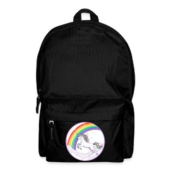 Rainbow Unicorn Over Clouds Hearts Motif - Backpack - black - Front