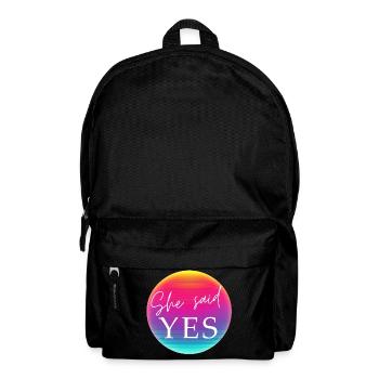 SHE SAID YES! Cool Neon Kreis Personalisierbar - Rucksack - Schwarz - Vorne