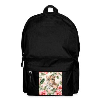 Léopard floral aquarelle - Sac à dos - noir - Devant