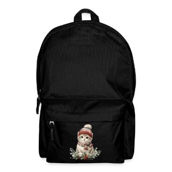 Winter kitten with hat and scarf - Backpack - black - Front