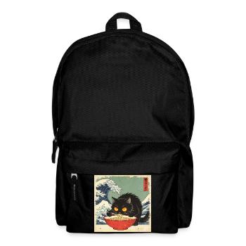 Japan Cat Ramen Noodles Retro Wave Pattern - Backpack - black - Front