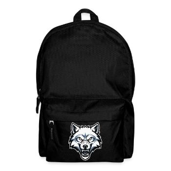 Wild Arctic White Wolf Maskottchen-Maskottchen-Logo - Rucksack - Schwarz - Vorne
