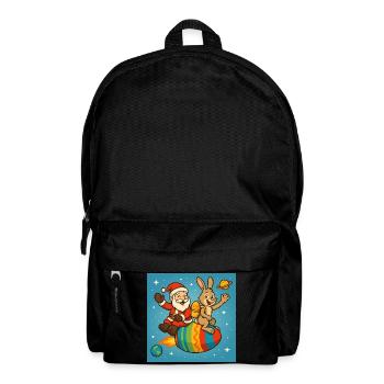 Weihnachts-Osterhase im Sternenflug - Rucksack - Schwarz - Vorne