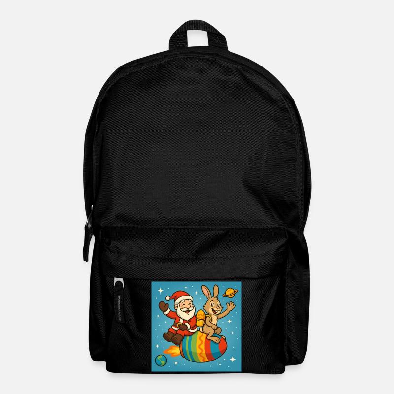 Christmas Easter Bunny in Star Flight - Backpack - black