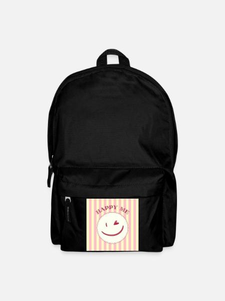 Lächeln auf Streifenmuster - Rucksack - Schwarz