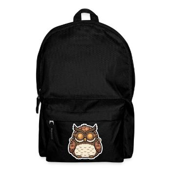 Eule Steampunk Cyborg Brille Zahnräder - Rucksack - Schwarz - Vorne