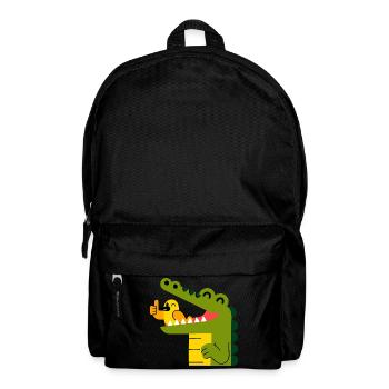 Cheerful crocodile with bird in its mouth - Backpack - black - Front