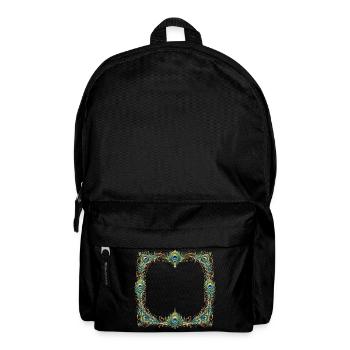 Pfauenfeder Rahmen Ornament Boho Design - Rucksack - Schwarz - Vorne