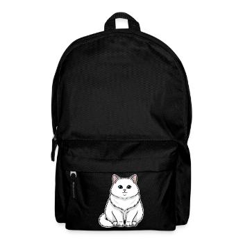 White Cat Fluffy Blue Eyes Majestic Portrait - Backpack - black - Front