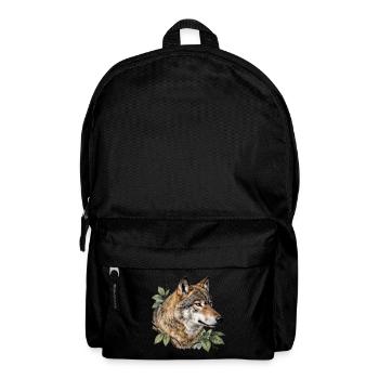 Wolf surrounded by foliage - Backpack - black - Front