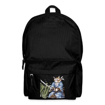 Samurai Cat with Katana – Japanese Ukiyo-e Style - Backpack - black - Front